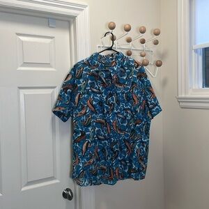 Woolrich - Short Sleeve button Down Fishing Shirt - Blue - XXL